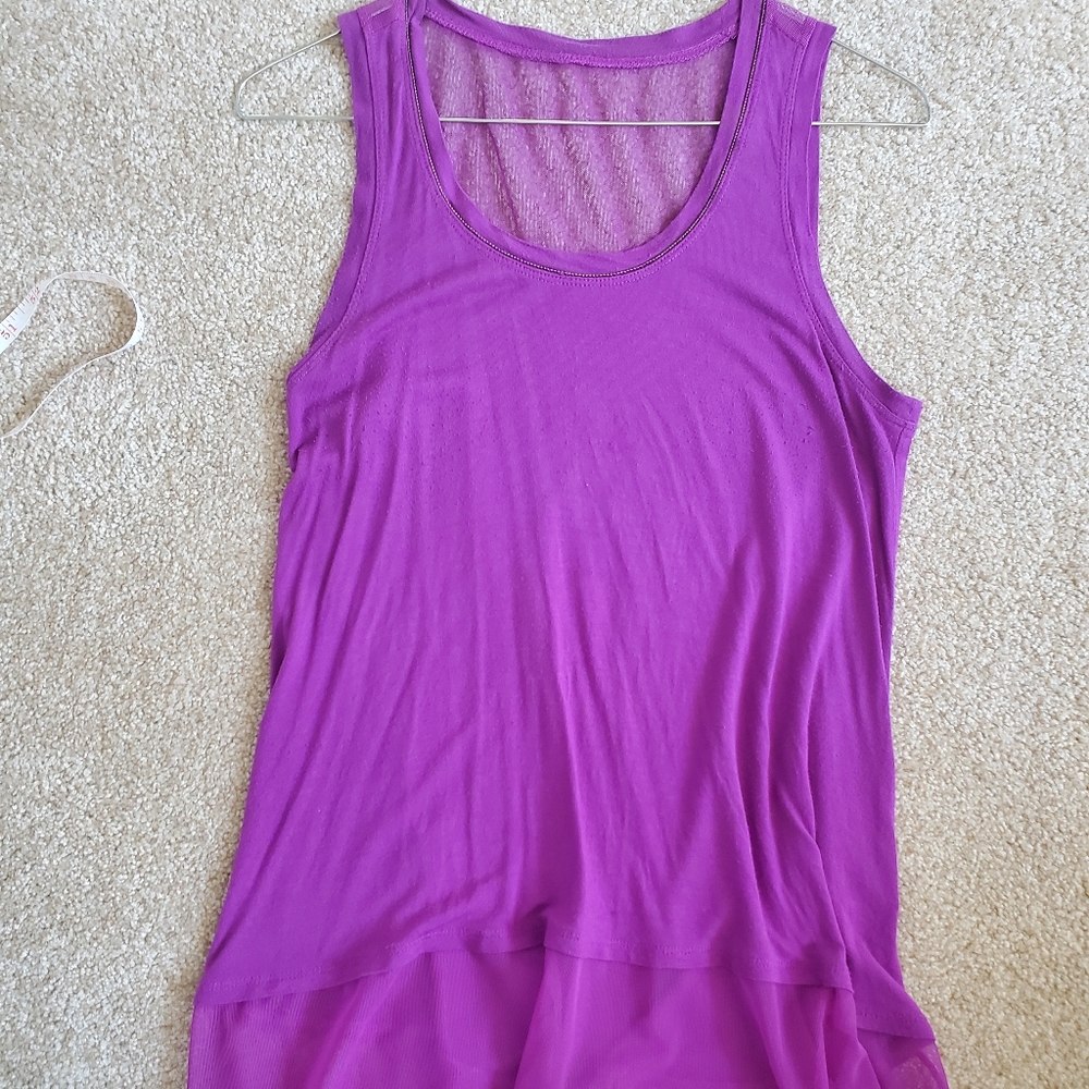 J Lo magenta fuchsia gold sheer tank top blouse